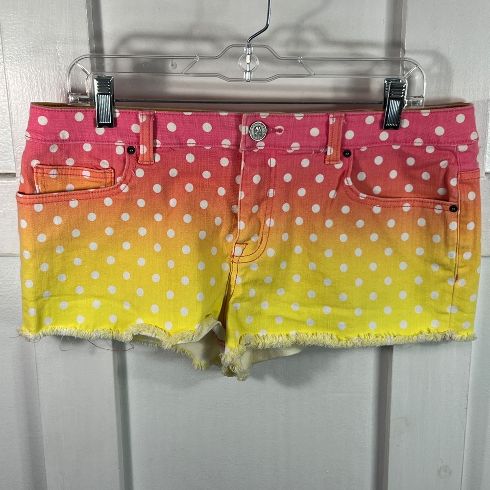 Victorias Secret VS Boyfriend Shorts Pink Yellow Ombre Polka Dot Size 10